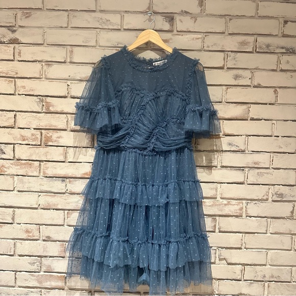 Ivy City Co short whimsical dress slate blue size XL - Picture 2 of 9